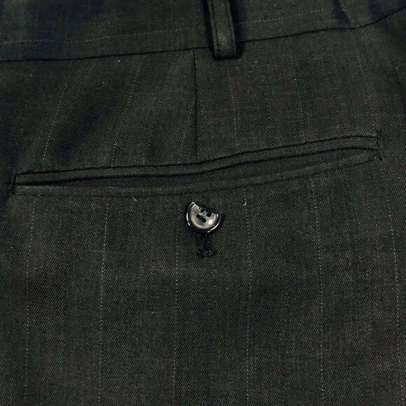 Vanetti Dress Pants Black Stripe 50 52 Pleated Cuffed Mens Le Collezioni - Picture 2 of 12